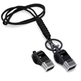 MyfavoriteK 2 Pack Professional Plastic Sports Whistle with Rope Lanyard Strap Sports Coach Referees Whistle Cord (Black)