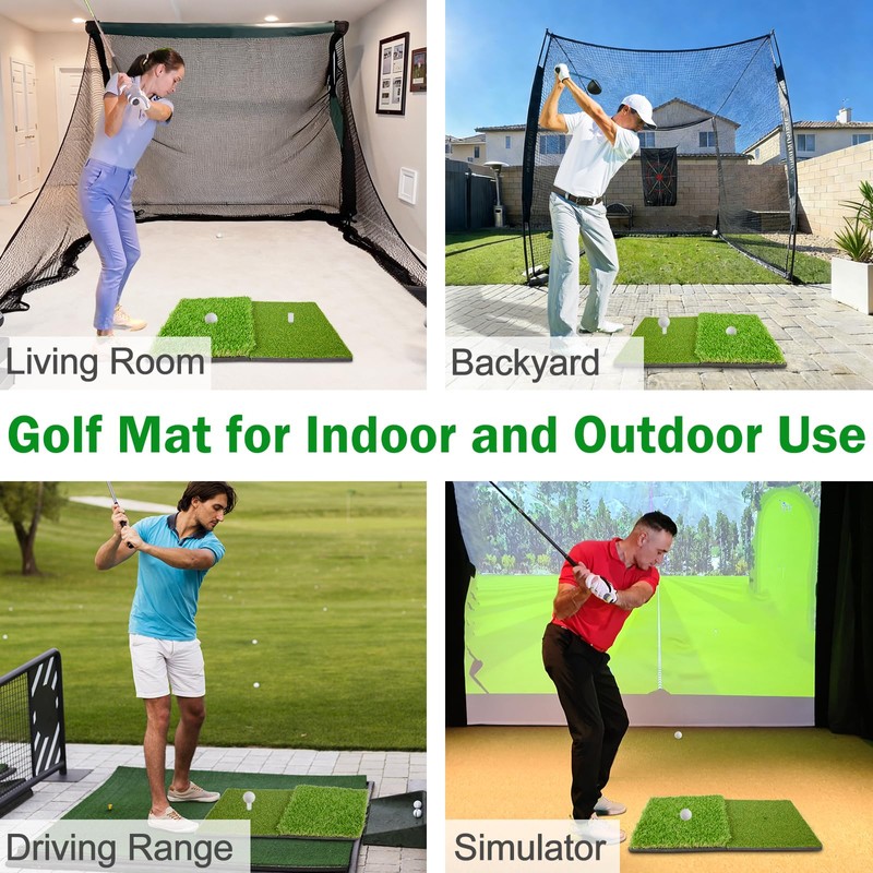 MONOJOY Golf Hitting Mat – 16"x23" Dual-Turf Foldable Golf Practice