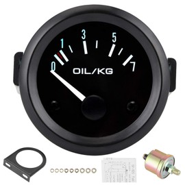 Oil Pressure Gauge, Qiilu Oil Pressure Gauge, Universal Oil Pressure Gauge 12V 0-7kg/cm² 52mm Diameter Vehicle Instrument with Sensor White LED Light