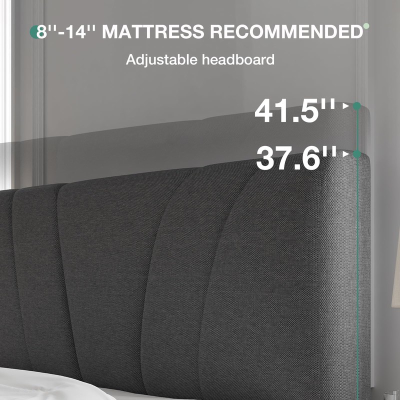 Novilla Queen Size Bed Frame Upholstered Platform Queen Bed Frame