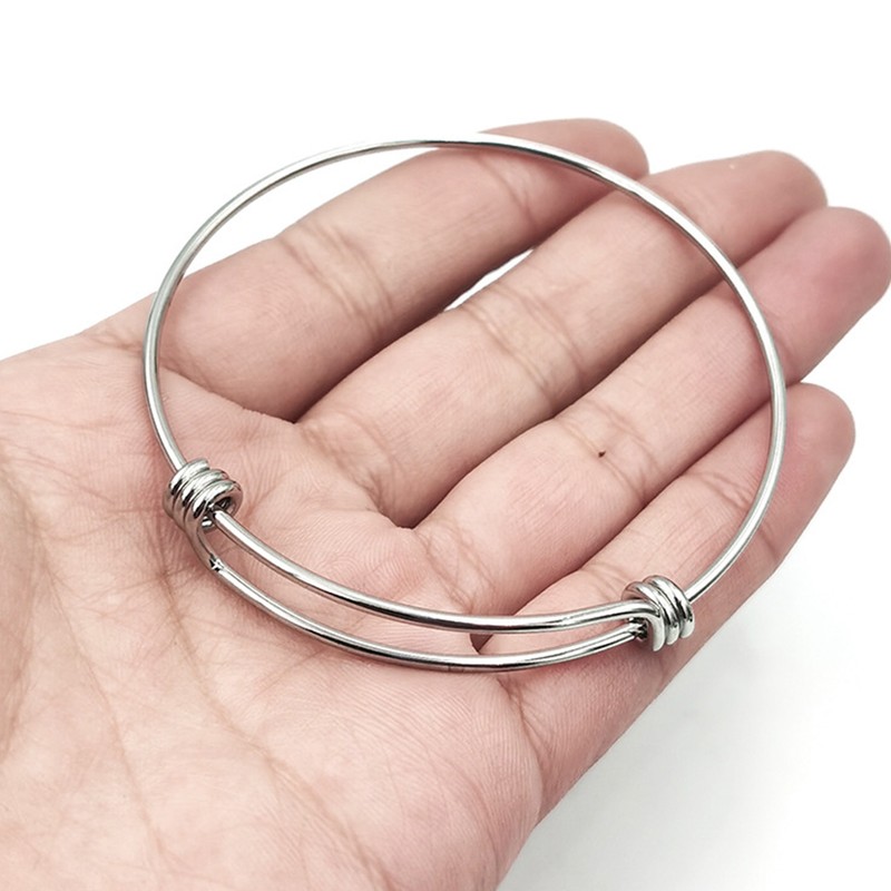 10Pcs Stainless Steel Bangle 1.6mm Adjustable Expandable Coil Bracelet DIY