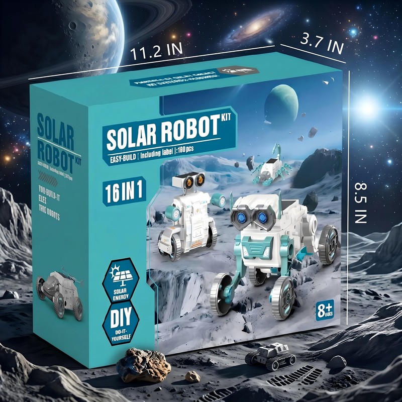 16-in-1 Solar Robot Kid, 190 Pcs STEM Educational Toy for
