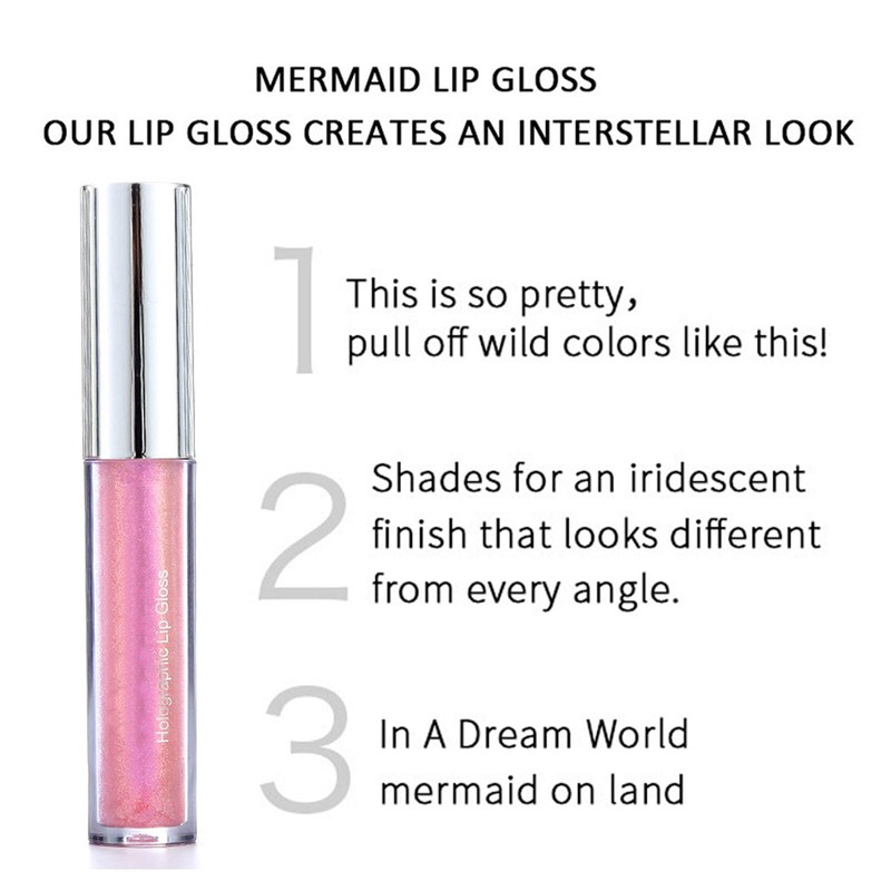 Glitter Lip Gloss, Diamond Shimmer Pink Lipgloss Pearlescent Liquid Lipstick,