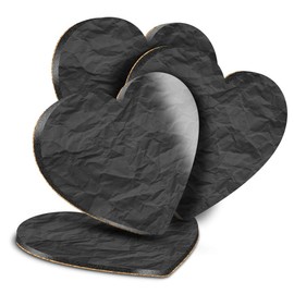 Destination Vinyl ltd Great Coasters (Set of 4) Heart - BW - Crumpled Paper Effect Drink Glossy Coasters/Tabletop Protection for Any Table Type #42082