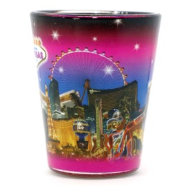 Las Vegas Nevada Pink Skyline Shot Glass