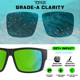 TOROE Matte Black VALLEY Z87+ Polarized TR90 Sunglasses Anti-Glare Polycarbonate ANSI Safety Rated Glasses (Matte Black | Black Emblem | Midnight Green)