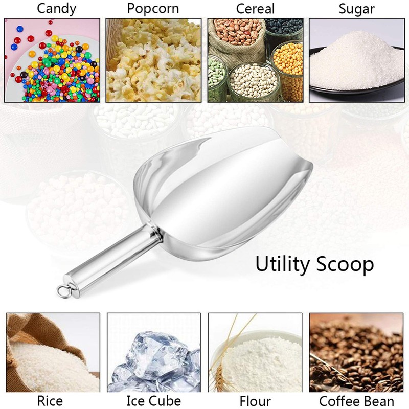 Ice Scoop Set, P&P CHEF 3-Pieces Stainless Steel Metal Food