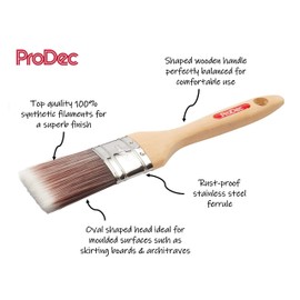 ProDec 3 piece Premier Oval Trade Professional Synthetic Brush Set Ideal for Painting Skirting Board, Architrave and Other Curved or Moulded Surfaces, Contains 1, 1.5, 2 inch Brushes