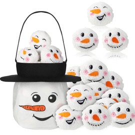 HyDren 24 Pack Snowball Fight Set 2.8 Inch Indoor Snowman Face Snowball Fight in a Bucket Winter Game Realistic Toy for Indoor Outdoor Party Game