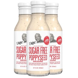 G Hughes Sugar Free Poppyseed Dressing - Gluten Free Poppy Seed Dressing, Sugar Free Salad Dressings, Zero Carb Poppyseed Salad Dressing, No Added Sugar - 12 Oz (3-Pack)