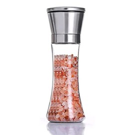 ZeeDa Salt and Pepper Grinder Stainless Steel Adjustable Ceramic Sea Salt Grinder & Pepper Grinder Glass Salt and Pepper Shakers Pepper Mill & Salt Mill (Large)