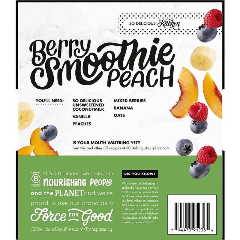 SO DELICIOUS Organic Coconut Milk, Gluten, Dairy, Kosher & Soy