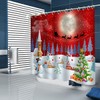 Fabric Shower Curtain with Art Christmas Village Printed for Bathroom