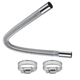 ALI2 Exhaust Hose for Generator - 50 cm Exhaust Hose Additional Heating Exhaust Stainless Steel Exhaust Silencer - Car Exhaust Pipe with Two Stainless Steel Clamps for Diesel Heating