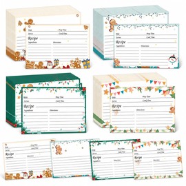 60 Pack Christmas Recipe Cards 4x6 Inch Double Sided Holiday Recipe Cards