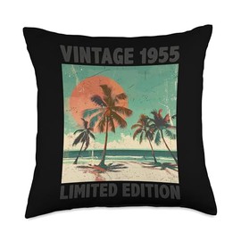 Funny 70th Birthday Decorations - Vintage 1955 70 Years Old Throw Pillow