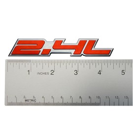 ERPART 2.4L Liter Embossed RED on Highly Polished Silver Real Aluminum Auto Emblem Badge Nameplate