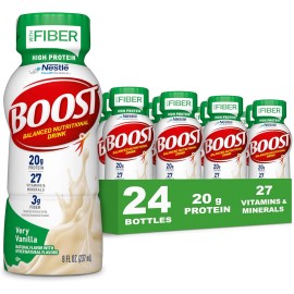 BOOST High Protein Fiber Nutritional Drink, Very Vanilla Flavor, 8oz, 24 Pack