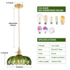Shenmoyl Pendant Light with Green Scindapsus Glass Lmapshade, Brass Vintage