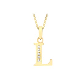 Carissima Gold Women's Diamond Cut Curb Chain with 10 mm x 12 mm Cubic Zirconia Pendant 9 Carat (375) Yellow Gold 0.7 mm 46/18 Inch, Gold, Cubic Zirconia