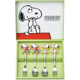Tamahashi Snoopy Die Cut Spoon & Fork Set of 4 (Heart & Hug) SN-124