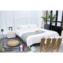 Margot Vintage Compass Set of 4 Legs for Slatted Base Wood, Natural Varnished, 7 x 7 x 20 cm