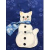 CAT CHRISTMAS ORNAMENT - SNOWCAT WITH FABRIC SCARF Handmade in