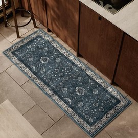 Runner Rug 2x6 Non-Slip Area Rugs for Hallway Traditional Runners Rug with Rubber Backing,High Traffic Sound Absorbing Mat,Retro Floral Carpet for Kitchen Floor Foyer Corridor
