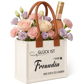 EKKONG Beste Freundin Geschenke Baumwollbeutel, Geschenke für Freundin, Personalisierte Tasche mit Spruch, Einkaufstasche, Tragetasche, Freundschaftsgeschenke, Geburtstagsgeschenk für Frauen