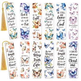 AFRITEE UV DTF Bookmark Wraps - 24 Pcs Bible Christian Inspirational Quotes Acrylic Bookmark Stickers, Floral Butterfly Cold Transfer Sticker for Bookmarks Uvdtf Decals Wrap Decor Gift for Book Lovers