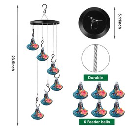 2024 New Charming Windchimes Hummingbird Feeders, Unique Hand Blown Glass Hummingbird Feeders for Outdoors Hanging, Multiple Hummingbird Feeder, Garden Decor for Outside Patio