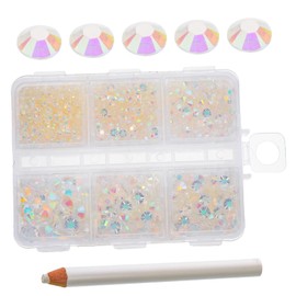 WOONEKY 3000pieces Nail Gems Charms Box Flatback Rhinestones for DIY Manicure Nail Art Decor