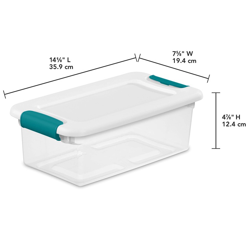 Sterilite 6 Qt Latching Storage Box, Stackable Bin with Latch