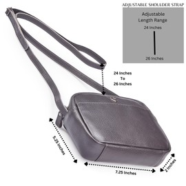 Crossbody Sling Bag for Women Trendy Real Leather Purse Mini Soft Pebbled Crossover with Card Case (Dark Grey Nappa)