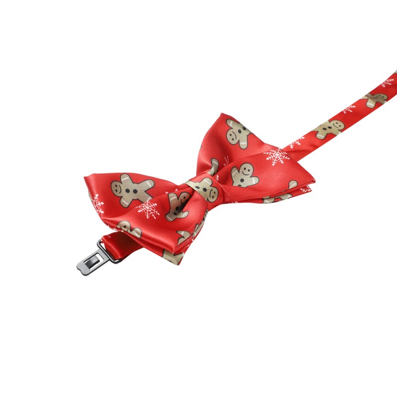 Komonee Christmas Bow Tie Red Gingerbread Xmas Colourful Novelty Funny