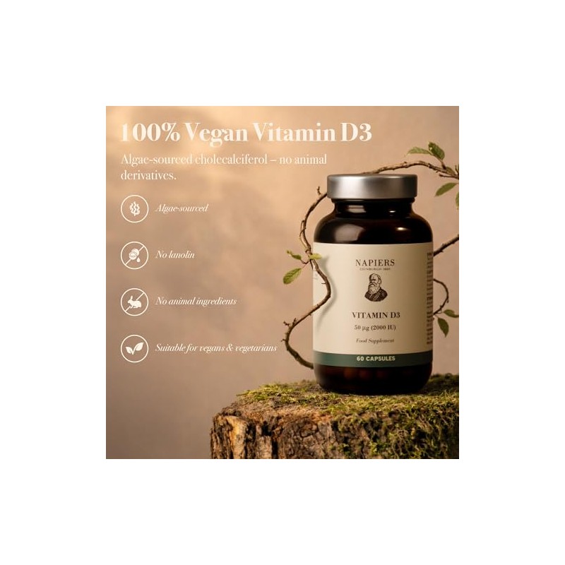 Napiers Vegan Vitamin D3 2000 IU Capsules - Algae Sourced