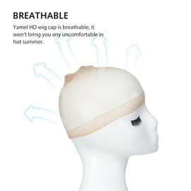 Yamel HD Wig Caps Black 4 pieces Stretchy Nylon Wig Caps for Women Men