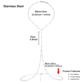 Stainless Steel Simple Chain Waist Body Chain For Women Beach Belly Accessories Body Jewelry, 35.4+7.96inches, Stainless Steel, No Gemstone