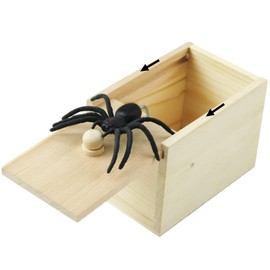 Gooswexmzl Gooswexmzl Spider Scare Prank Box, Pop Out Rubber Spider Handmade Wooden Scare Box, Fun Surprise Joke Toy, Practical Toy for Kids Adults