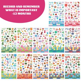Planner Stickers - 12 Festival Theme Monthly Planner Stickers, Accessories 14 Sheet 1500+ Colourful Sticker，Holiday Seasonal Sticker, for Calendar Journaling, Gifts