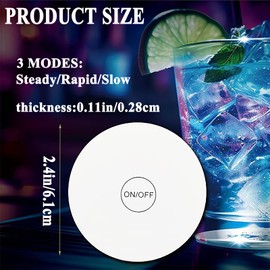 FYSHINE LED Drink Coaster, 60 Pack White, Round, Plastic, 24+ Hour Battery Life, 3 Lighting Modes
