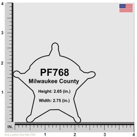 Milwaukee County Sheriff Belt Clip Badge Holder with Pocket and Chain (Cutout PF768, 2.65 inches tall)