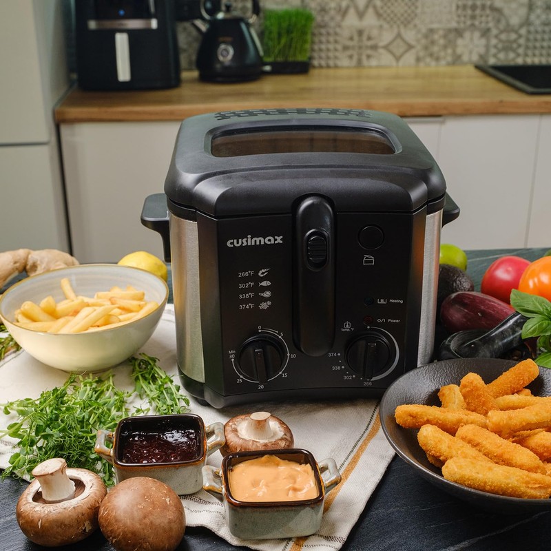 CUSIMAX Electric Deep Fryer for Home Use, 2.5 Liter 1500W