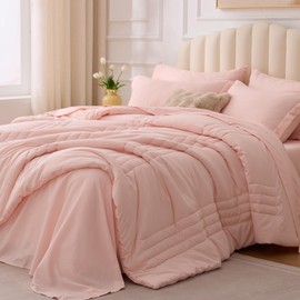 Velorose Full Comforter Set Pink - Bed in a Bag Full Size 7 Pieces, Soft Bedding Set for All Seasons, Premium Comforter Set with Comforter, Sheets, Pillowcases & Shams