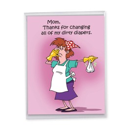NobleWorks Jumbo Humorous Mother's Day Paper Card 8.5 x 11 Inch with Envelope (1 Pack) Big, Jumbo Mom Dirty Diapers J1599MDG