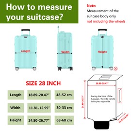 YHOUSE Suitcase Covers For Luggage, 28 Inch Clear PVC Luggage Covers Protector Full Thicken Transparent Waterproof Suitcase Sleeve With Large Velcro for 28" Wheeled Suitcases