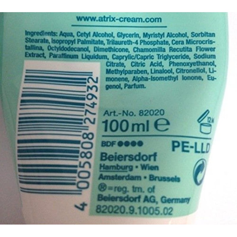 Atrix Intensive Protection Hand Cream 100ml 3.4oz Tube