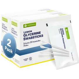 Lemon Mouth Swabs for Hospice Patients - 2 Pack of 150 Lemon Glycerin Oral Swabs for the Elderly - Refreshes and Moistens the Mouth, Teeth, and Gums