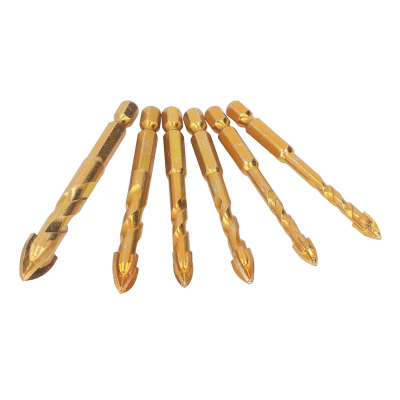 6Pcs Cross Spearhead Drill Bit Carbide Hex Shank Drilling Tool