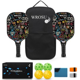 WROSU Pickleball Paddles Set of 2 Carbon Fiber | 2024 USAPA Approved Equipment W/Accessories | Core Carbon Fiber Pickleball Racquet | Have Traction and Stability | for Friends-Blue